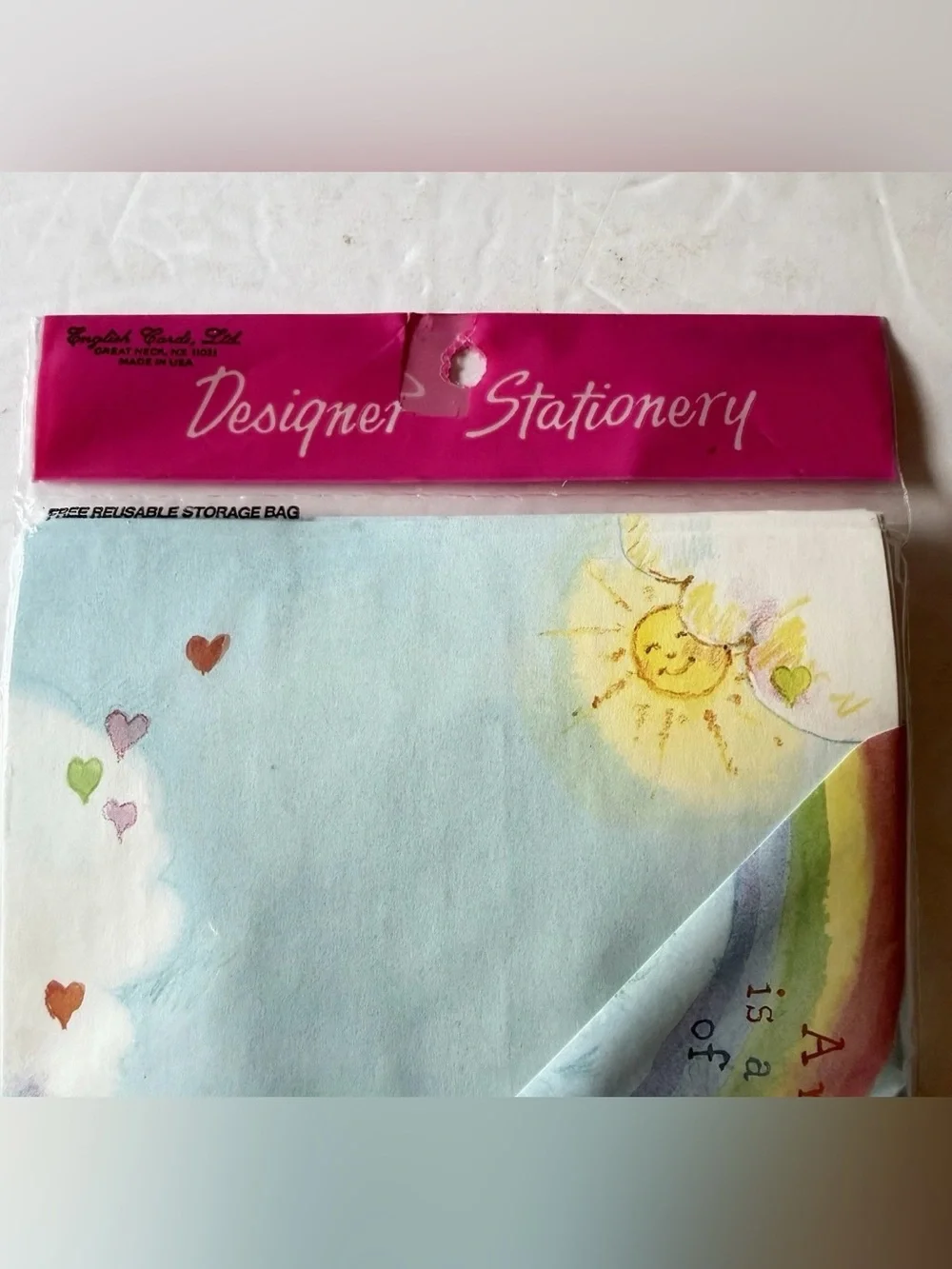 Vintage English Cards Ltd Sealed Stationary Rainbow‎ Sign 30 Sheets 15 Envelopes
